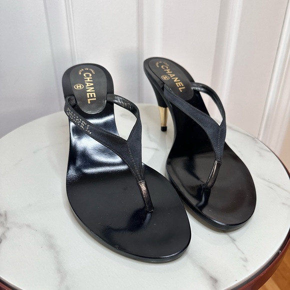 Chanel rhinestone y2k vintage sandals 39.5 new box - Picture 4 of 11